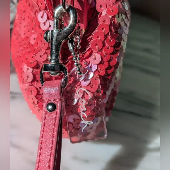 Coach Raspberry Pink Sequin Kisslock Clutch - Limited Edition